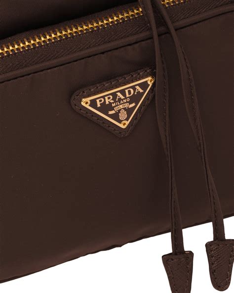 brown nylon Prada bag